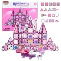 Klocki Magnetyczne Okienka Witraże Do Malowania Pisaki Różowe 126 el. LEAN Toys