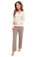 Piżama Damska Model Daphne Long Beige - Donna Donna