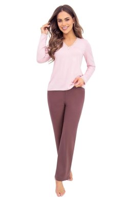Piżama Damska Model Daphne Long Pink - Donna Donna