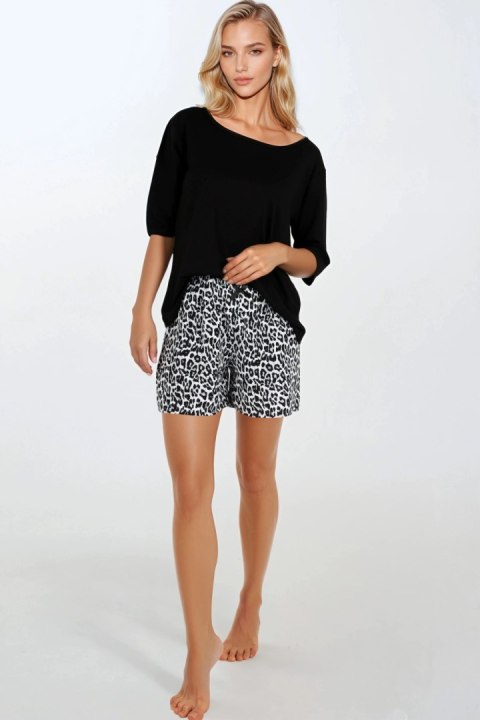 Piżama Damska Model Wild Beautiful Black - Momenti Per Me Momenti Per Me