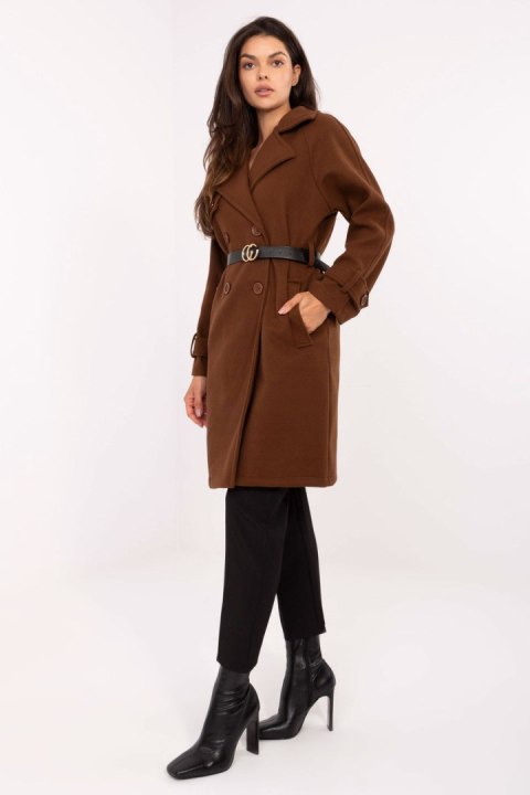 Płaszcz Damski Model IT-PL-FL5712.84 Brown - Rue Paris Rue Paris Płaszcz Damski Model IT-PL-FL5712.84 Brown - Rue Paris Rue Paris