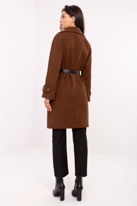 Płaszcz Damski Model IT-PL-FL5712.84 Brown - Rue Paris Rue Paris Płaszcz Damski Model IT-PL-FL5712.84 Brown - Rue Paris Rue Paris