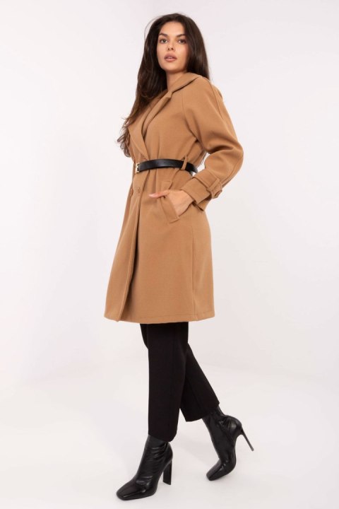 Płaszcz Damski Model IT-PL-FL5712.84 Camel - Rue Paris Rue Paris Płaszcz Damski Model IT-PL-FL5712.84 Camel - Rue Paris Rue Paris