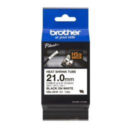 Rurka termokurczliwa Brother HSE-251E 21mm x 1.5m (HSE251E) - biała, czarny nadruk Brother