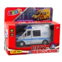 Samochód Policyjny Metalowy Z Napędem Pull Back Światła Dźwięki 1:32 LEAN Toys