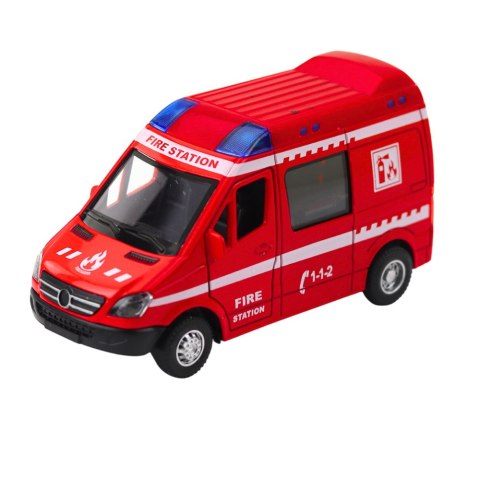 Samochód Strażacki Metalowy Napęd Pull Back Światła Dźwięki Czerwony 1:32 LEAN Toys Samochód Strażacki Metalowy Napęd Pull Back Światła Dźwięki Czerwony 1:32 LEAN Toys