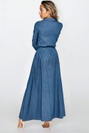 Sukienka Jeansowa sukienka maxi z długim rękawem S249 Jeans - Nife Nife