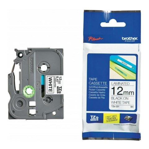 Taśma Brother TZe-231 12mm x 8m (TZE231) - biała, czarny nadruk Brother Taśma Brother TZe-231 12mm x 8m (TZE231) - biała, czarny nadruk Brother