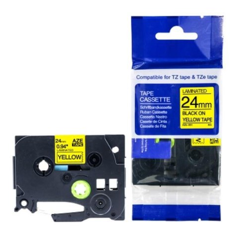 Taśma Brother TZe-651 24mm x 8m (TZE651) - żółta, czarny nadruk Brother Taśma Brother TZe-651 24mm x 8m (TZE651) - żółta, czarny nadruk Brother