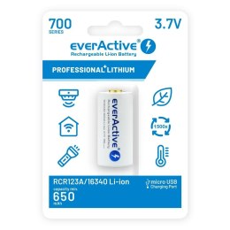 Akumulator 16340 everActive 3,7V Li-ion 700mAh micro USB z zabezpieczeniem blister Everactive