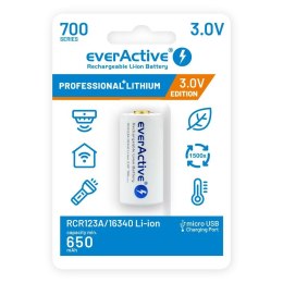 Akumulator 16340 everActive 3V Li-ion 700mAh micro USB z zabezpieczeniem blister Everactive