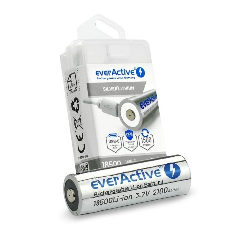 Akumulator 18500 everActive 3,7V Li-ion 2100mAh USB-C z zabezpieczeniem BOX Everactive