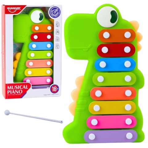 Cymbałki Instrument Muzyczny Dla Malucha 8 Płytek Dinozaur Zielony LEAN Toys Cymbałki Instrument Muzyczny Dla Malucha 8 Płytek Dinozaur Zielony LEAN Toys