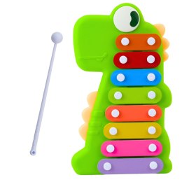 Cymbałki Instrument Muzyczny Dla Malucha 8 Płytek Dinozaur Zielony LEAN Toys