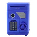 Elektroniczny Sejf Bankomat Skarbonka Na PIN Dla Dzieci Niebieski LEAN Toys