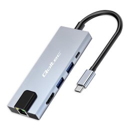 Hub Qoltec USB-C 5w1 | USB-C PD 100W | 2xUSB | HDMI 4K | RJ45 Qoltec