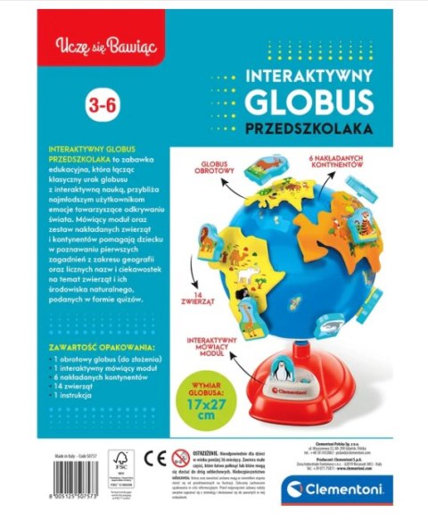 Interaktywny Globus Przedszkolaka Uczę się Bawiąc Język Polski Clementoni 50757 Clementoni Interaktywny Globus Przedszkolaka Uczę się Bawiąc Język Polski Clementoni 50757 Clementoni