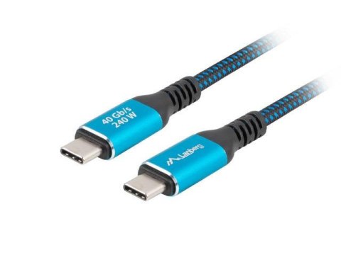 Kabel Lanberg USB-C M/M USB4 0,5M 240W 8K 60Hz Czarno-niebieski LANBERG Kabel Lanberg USB-C M/M USB4 0,5M 240W 8K 60Hz Czarno-niebieski LANBERG