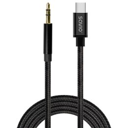 Kabel adapter Savio CL-187 USB-C do Mini Jack 3.5mm 1m Savio