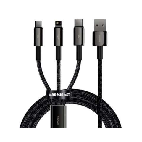 Kabel przewód USB 3w1 - USB-C, Lightning, micro USB 1.5m Baseus Tungsten Gold CAMLTWJ-01 do 3.5A Baseus