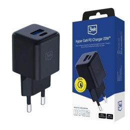 Ładowarka sieciowa 3mk Hyper GaN Charger 20W QC4+ PD PPS USB-C USB-A Black 3mk Protection