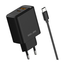 Ładowarka sieciowa Beline 45W 1xUSB-C + 1xUSB GaN PD 3.0 QC 3.0 + kabel USB-C/USB-C - czarna Beline