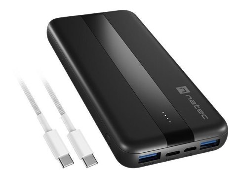 Powerbank Natec Trevi Slim Q V2 10000Mah PD USB-C 20W + USB-A 18W + Kabel USB-C - USB-C Natec