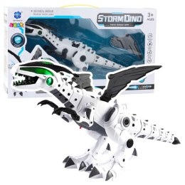 Robot Dinozaur Na Baterie Ruchome Skrzydła Światła Dźwięk Biały LEAN Toys