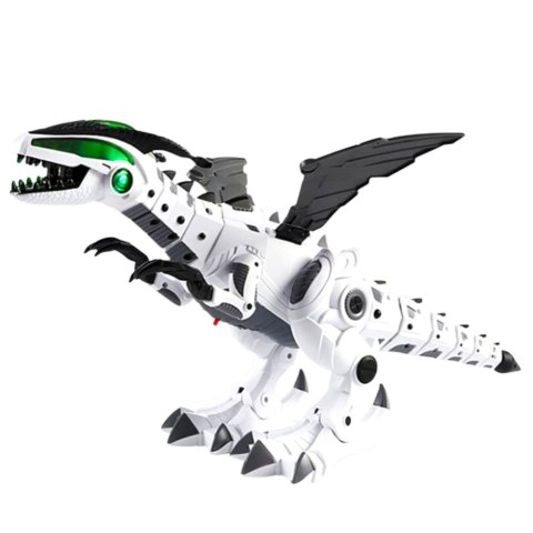 Robot Dinozaur Na Baterie Ruchome Skrzydła Światła Dźwięk Biały LEAN Toys Robot Dinozaur Na Baterie Ruchome Skrzydła Światła Dźwięk Biały LEAN Toys
