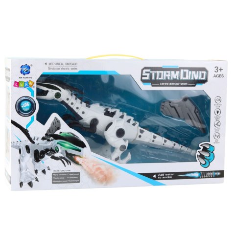 Robot Dinozaur Na Baterie Ruchome Skrzydła Światła Dźwięk Biały LEAN Toys Robot Dinozaur Na Baterie Ruchome Skrzydła Światła Dźwięk Biały LEAN Toys