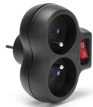 Rozgałęźnik sieciowy MONTIS MT148-BK podwójny z wyłącznikiem czarny Montis