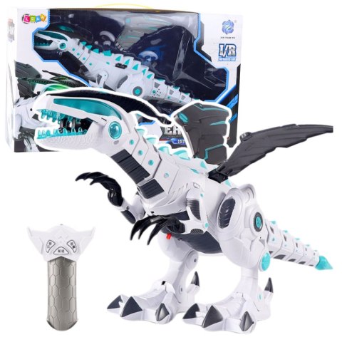 Zdalnie Sterowany Robot RC Dinozaur Światła Dźwięki Biały LEAN Toys