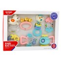Zestaw Grzechotki Gryzaki Dla Niemowlaka Pastelowe Kolory 7 szt. LEAN Toys