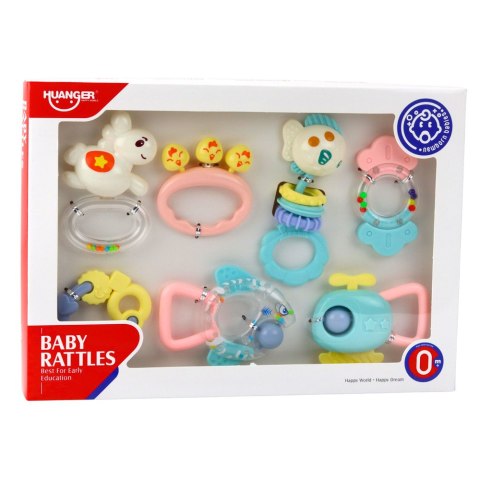 Zestaw Grzechotki Gryzaki Dla Niemowlaka Pastelowe Kolory 7 szt. LEAN Toys Zestaw Grzechotki Gryzaki Dla Niemowlaka Pastelowe Kolory 7 szt. LEAN Toys