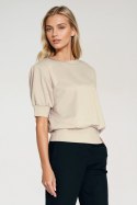 Bluza z krótkim rękawem BL12 Beige - Nife Nife Bluza z krótkim rękawem BL12 Beige - Nife Nife