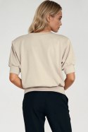 Bluza z krótkim rękawem BL12 Beige - Nife Nife Bluza z krótkim rękawem BL12 Beige - Nife Nife