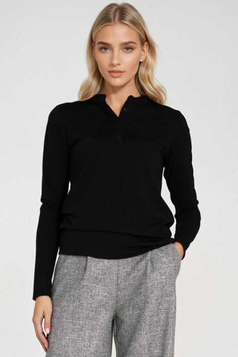 Bluzka polo ze stójką B195 Black - Nife Nife Bluzka polo ze stójką B195 Black - Nife Nife