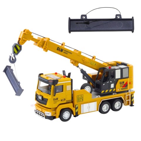 Ciężarówka Dźwig Pojazd Budowlany Żółty LEAN Toys Ciężarówka Dźwig Pojazd Budowlany Żółty LEAN Toys