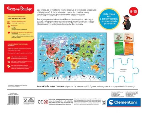 Gra edukacyjna Puzzle Quizy Zwierzęta Odkrywamy Świat Uczę się Bawiąc Język Polski Clementoni 50779 Clementoni Gra edukacyjna Puzzle Quizy Zwierzęta Odkrywamy Świat Uczę się Bawiąc Język Polski Clementoni 50779 Clementoni
