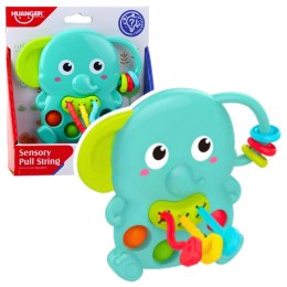 Grzechotka Słonik Zielony Sensoryczny Ruchome Elementy LEAN Toys