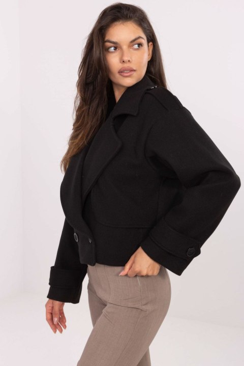 Płaszcz Damski Model IT-KR-A9558.62 Black - Rue Paris Rue Paris Płaszcz Damski Model IT-KR-A9558.62 Black - Rue Paris Rue Paris