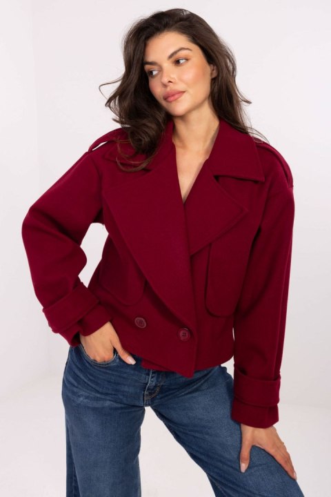 Płaszcz Damski Model IT-KR-A9558.62 Bordo - Rue Paris Rue Paris