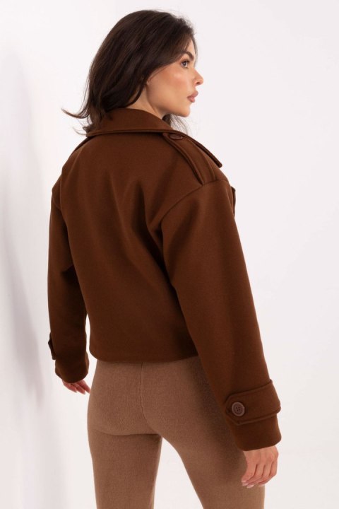 Płaszcz Damski Model IT-KR-A9558.62 Brown - Rue Paris Rue Paris Płaszcz Damski Model IT-KR-A9558.62 Brown - Rue Paris Rue Paris