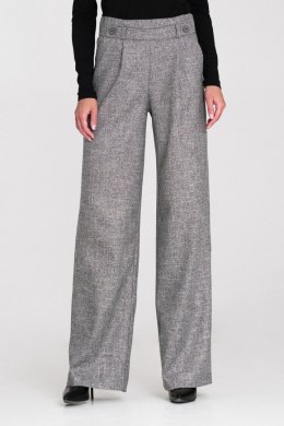 Spodnie wide leg z gumą w pasie i guzikami SD126 Grey Melange - Nife Nife