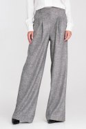 Spodnie z zakładkami wide leg SD116 Grey Melange - Nife Nife