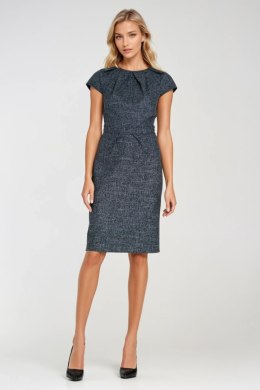 Sukienka z zakładkami na dekolcie Z275 Navy - Nife Nife