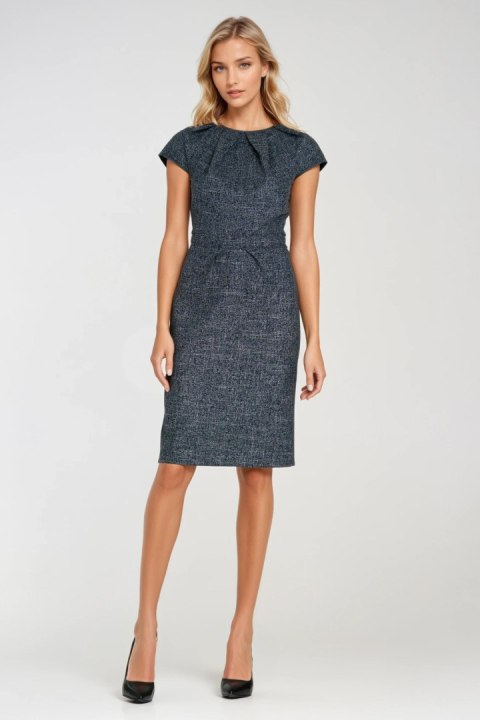 Sukienka z zakładkami na dekolcie Z275 Navy - Nife Nife