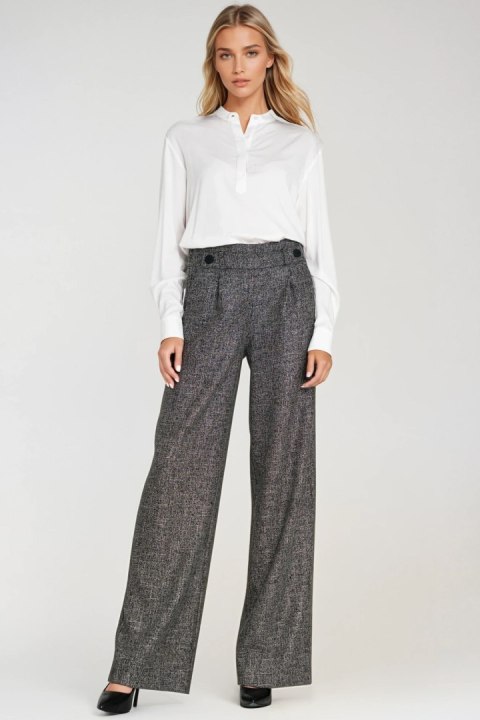 Wiskozowa bluzka polo ze stójką B194 Ecru - Nife Nife Wiskozowa bluzka polo ze stójką B194 Ecru - Nife Nife