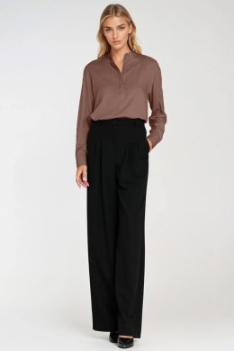 Wiskozowa bluzka polo ze stójką B194 Mocca - Nife Nife