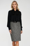 Wiskozowa bluzka z szarfą B204 Black - Nife Nife Wiskozowa bluzka z szarfą B204 Black - Nife Nife